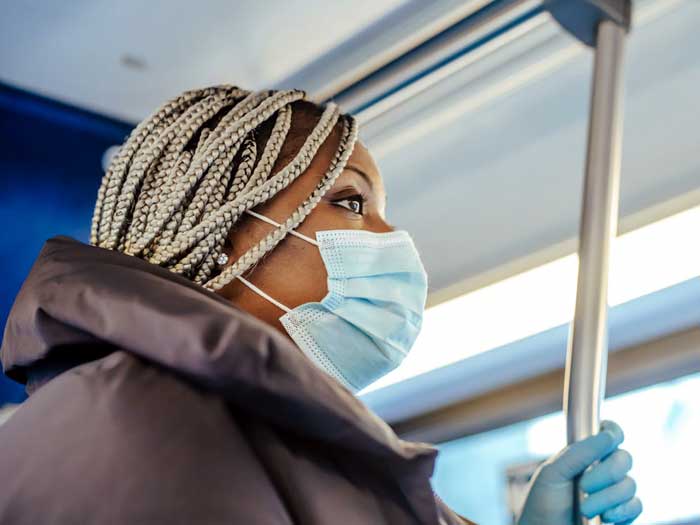 Woman wearing face mask