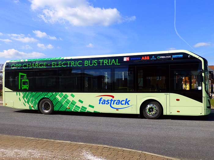An electric Fastrack single-decker